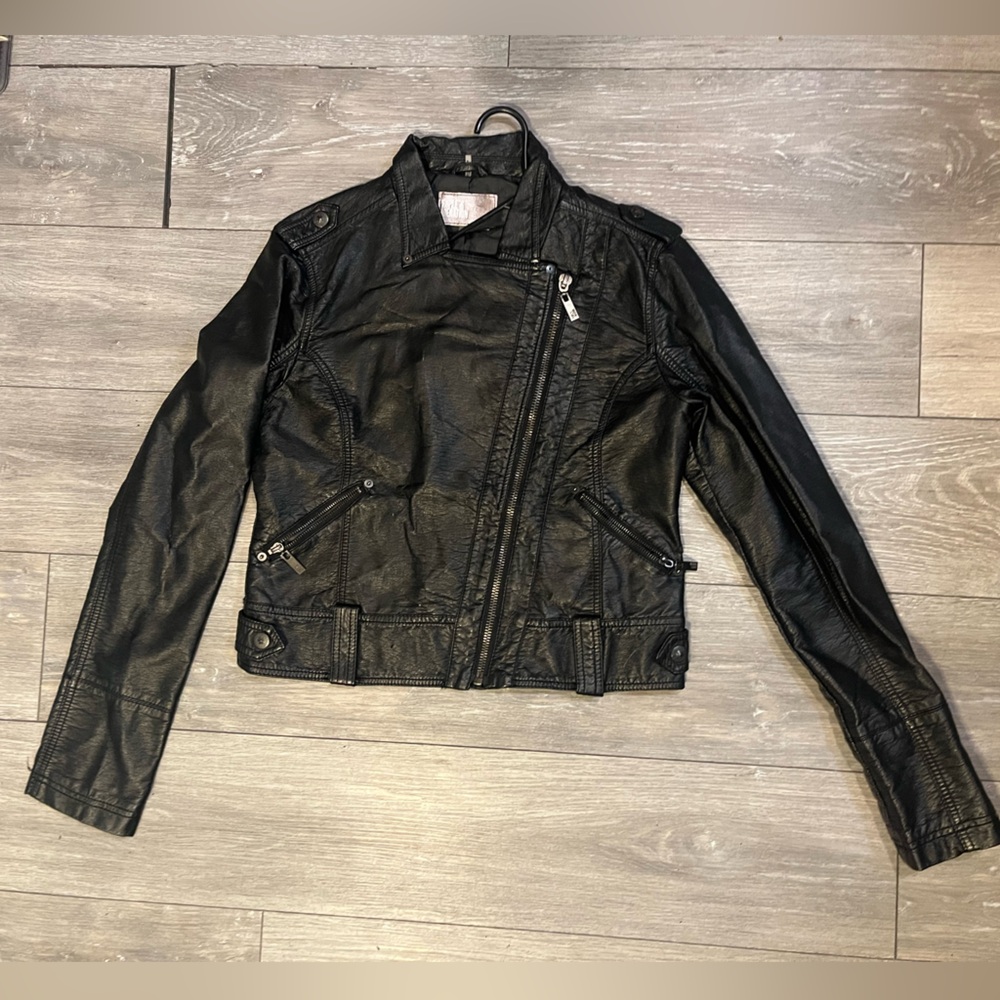 People’s Liberation Large faux leather asymmetric zip jacket